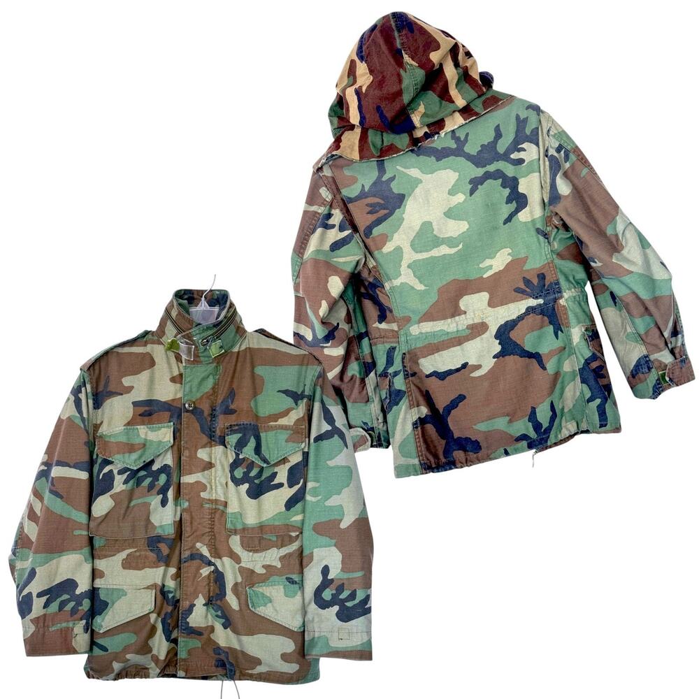 Vintage 1985 Alpha Industries M-65 Woodland Camo Field Jacket XS X-Short